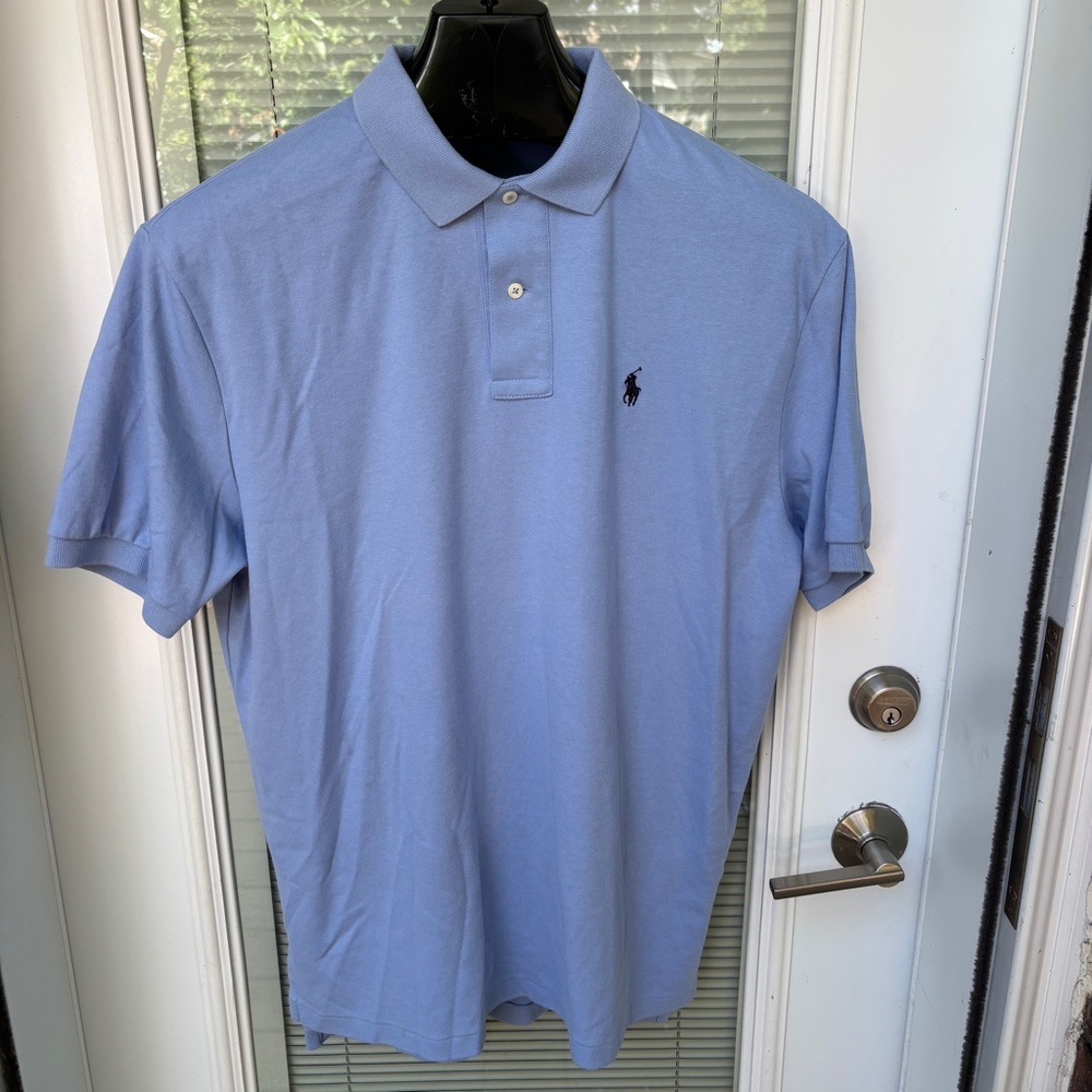 Polo Ralph Lauren Men's L Harbour Blue Soft Cotton Polo Shirt EUC - Picture 2 of 7